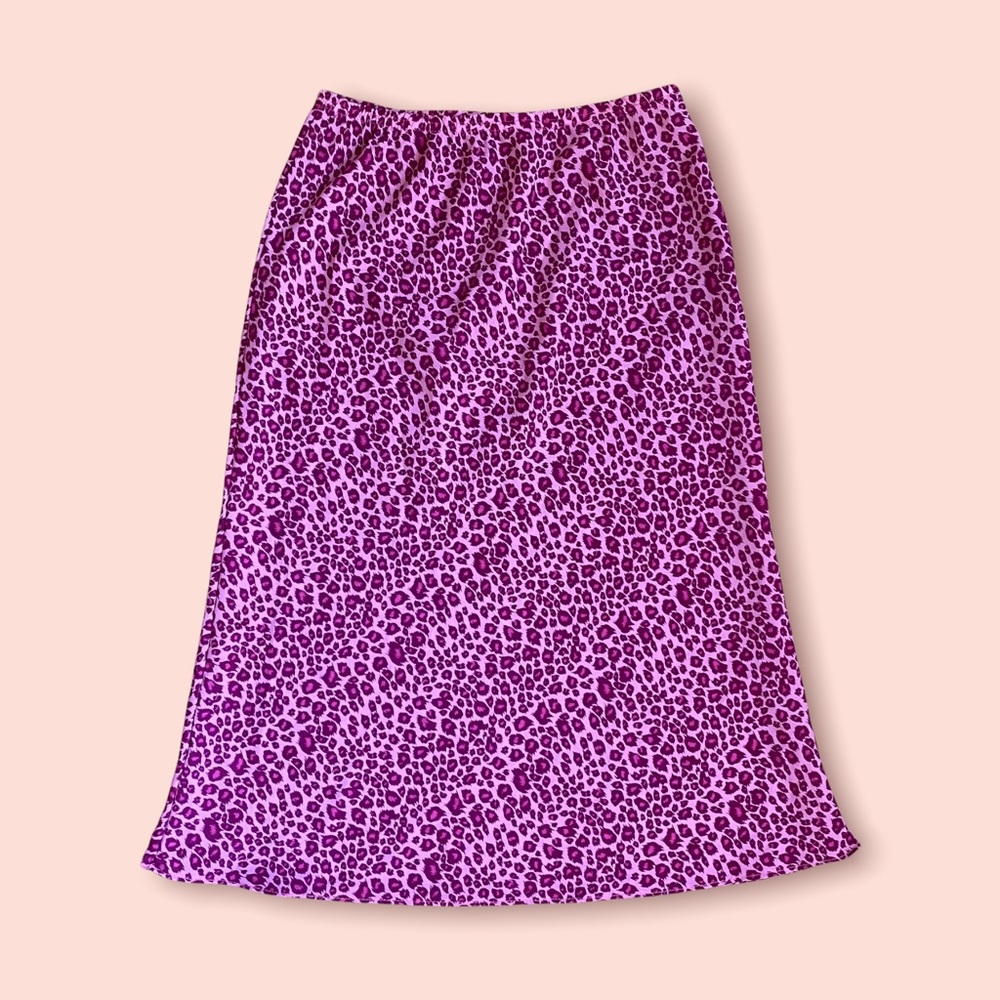 VINTAGE Y2K PINK CHEETAH MIDI SKIRT